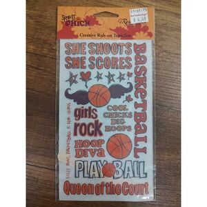 Reminisce Sports Chick Creative Rub-On Transfers Girls Basketball Play Ball